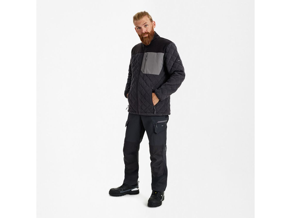ENTIRE Gesteppte Fleecejacke Gr. 2XL - Anthrazitgrau/Schwarz