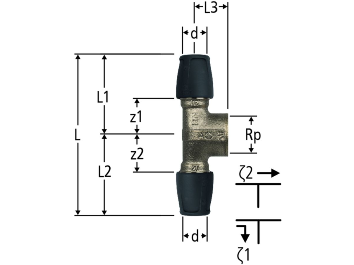 Optiflex-Profix-T-Stück - mit Innengewinde