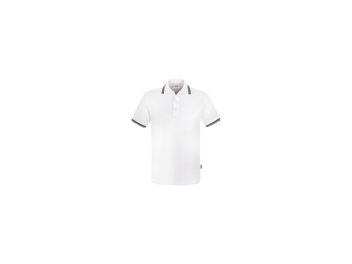 Poloshirt Twin-Stripe L weiss/schwarz - 100% Baumwolle