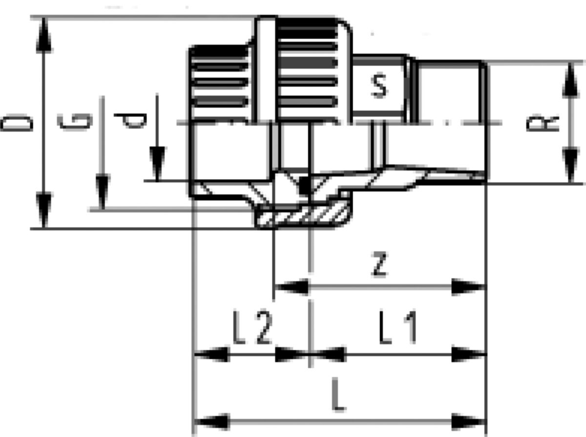 Übergangsverschraubung PVC-U/Messing - metrisch mit AG