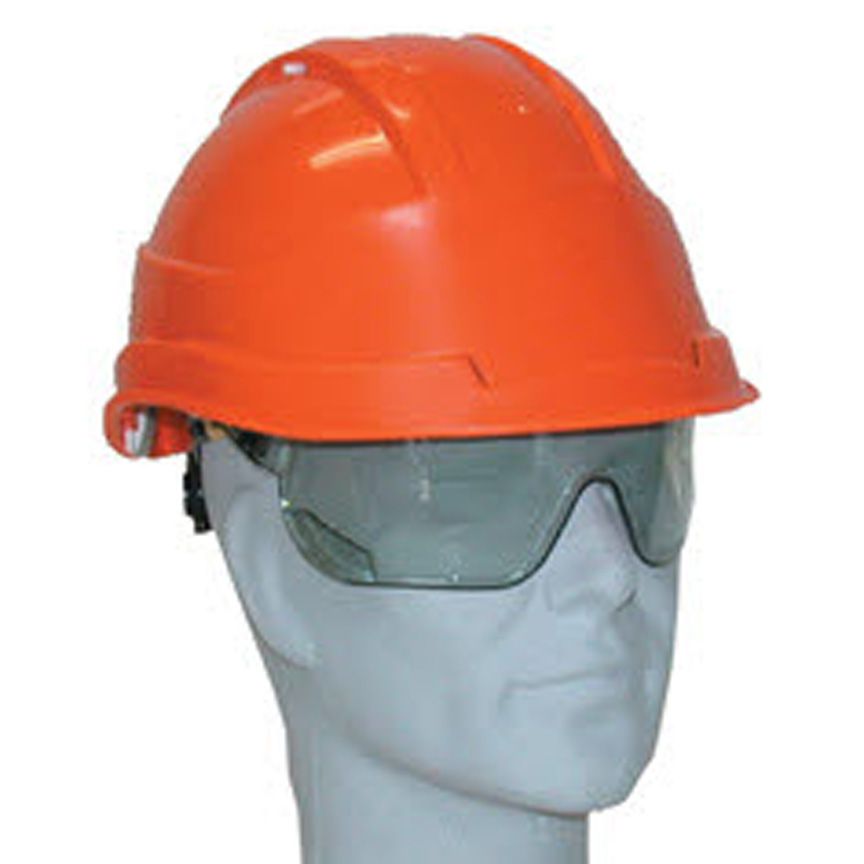 Schutzhelm Kara mit Belüftung - mit integrierter Schutzbrille