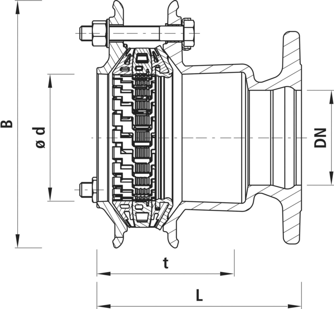 Flansch-Übergang HAWLE-SYNOFLEX, PN 16 - 7205