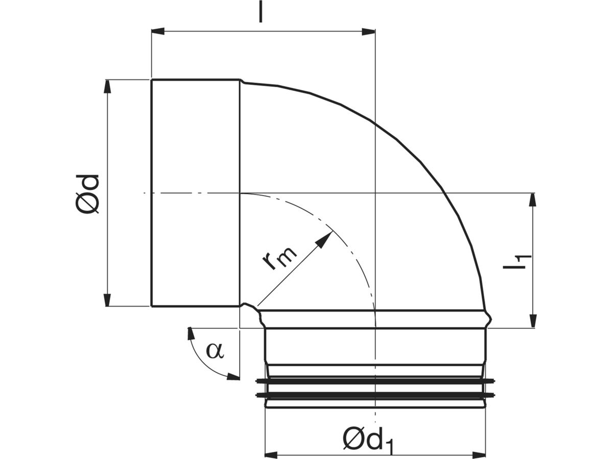 Spiralrohr-Schalungsknie 90° 160mm - BKMU ohne Flanschbord ILU