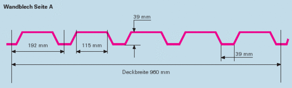 Profilstahlblech 39/960/0.70 mm Wand - erhältlich in div. Farben