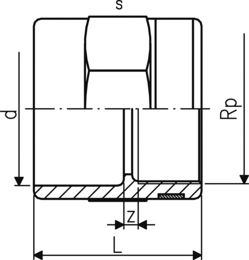 Übergangs-Muffe PVC-U metrisch Rp - mit Klebemuffe und zylindrischem Rohr IG