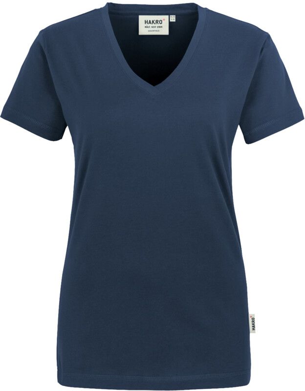 Klassisches V-Shirt mit feminimen V-Aus- - schnit. 100 % Baumwolle. Grössen XS-3XL