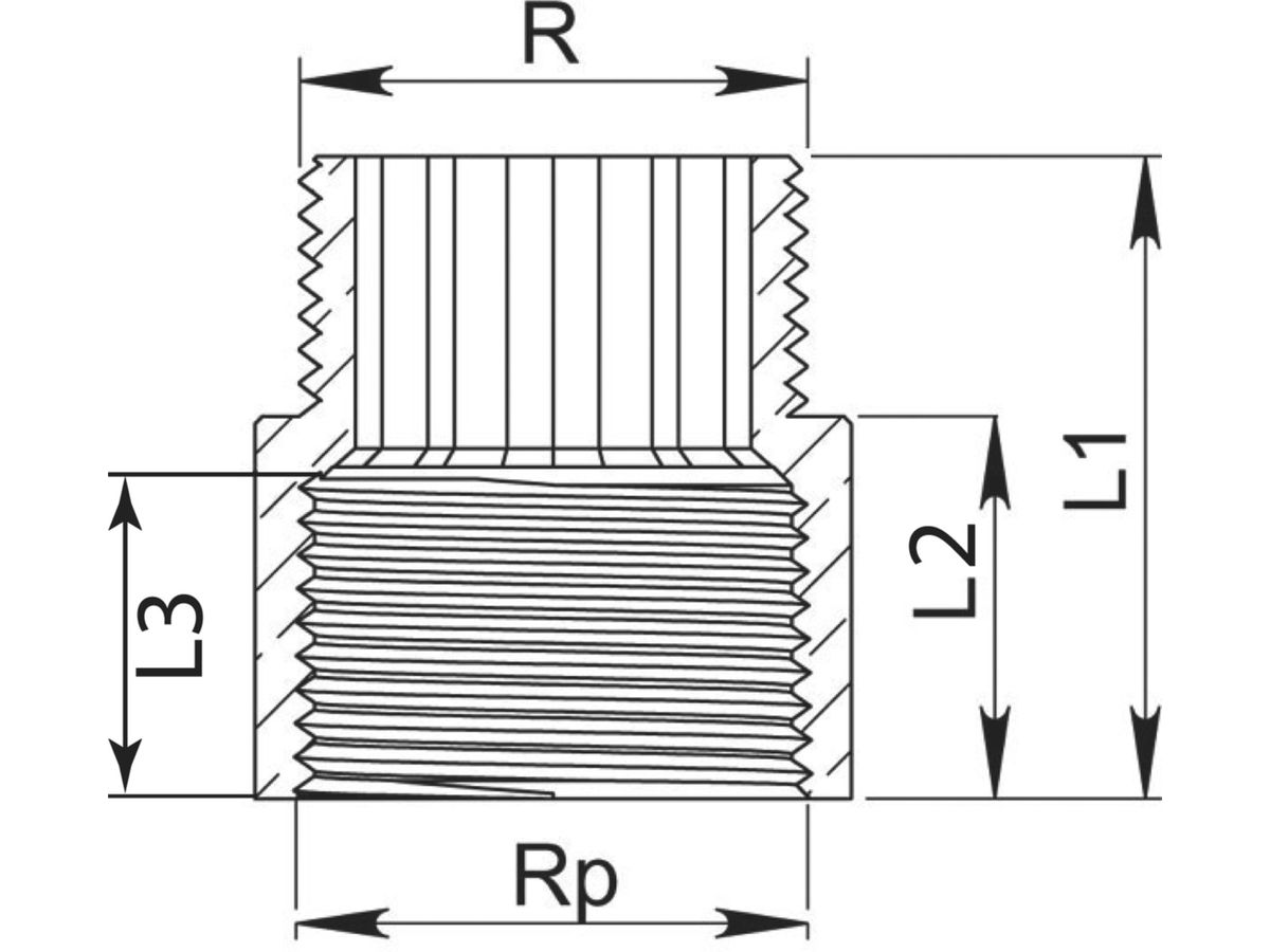Rotguss Verlängerung 1/2"  65 mm