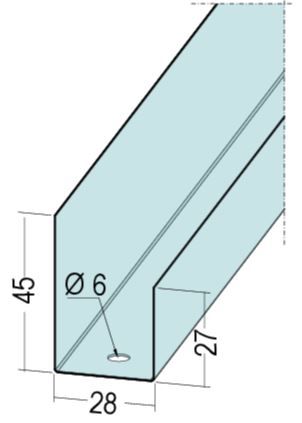 U-Anschlussprofil für CD-Profil ungl. - L 300cm, 16 Stk. pro Bund