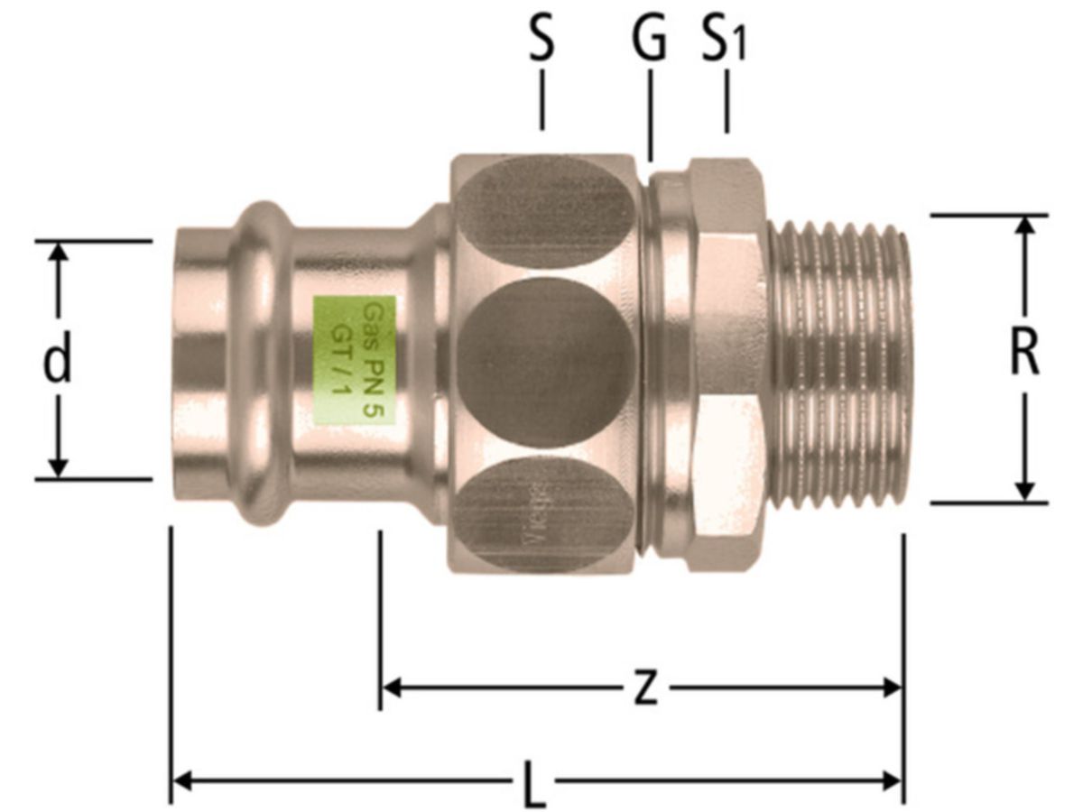 Optipress-G-Verschraubung  54 x 2" - mit Aussengewinde, konischdichtend