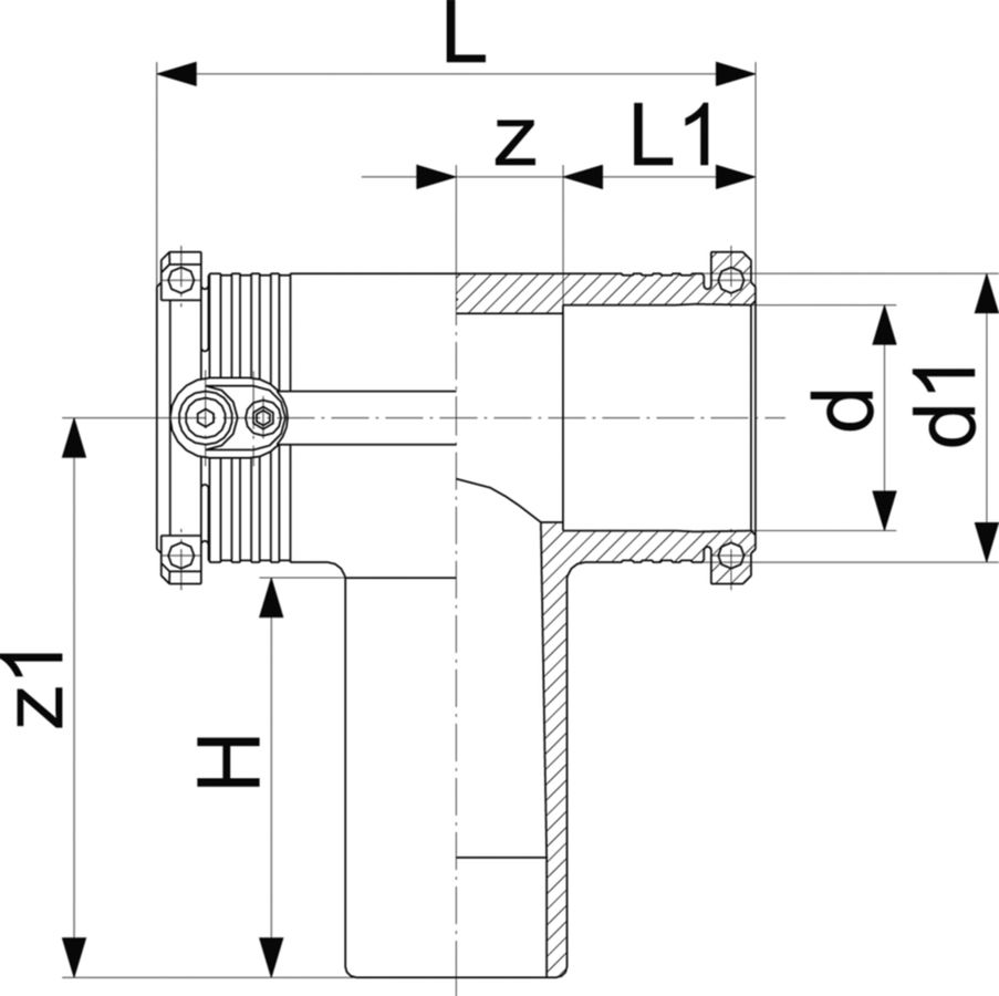 T-Stück 90° egal PE 100 S-5 SDR 11 - 5 bar Gas / 16 bar Wasser