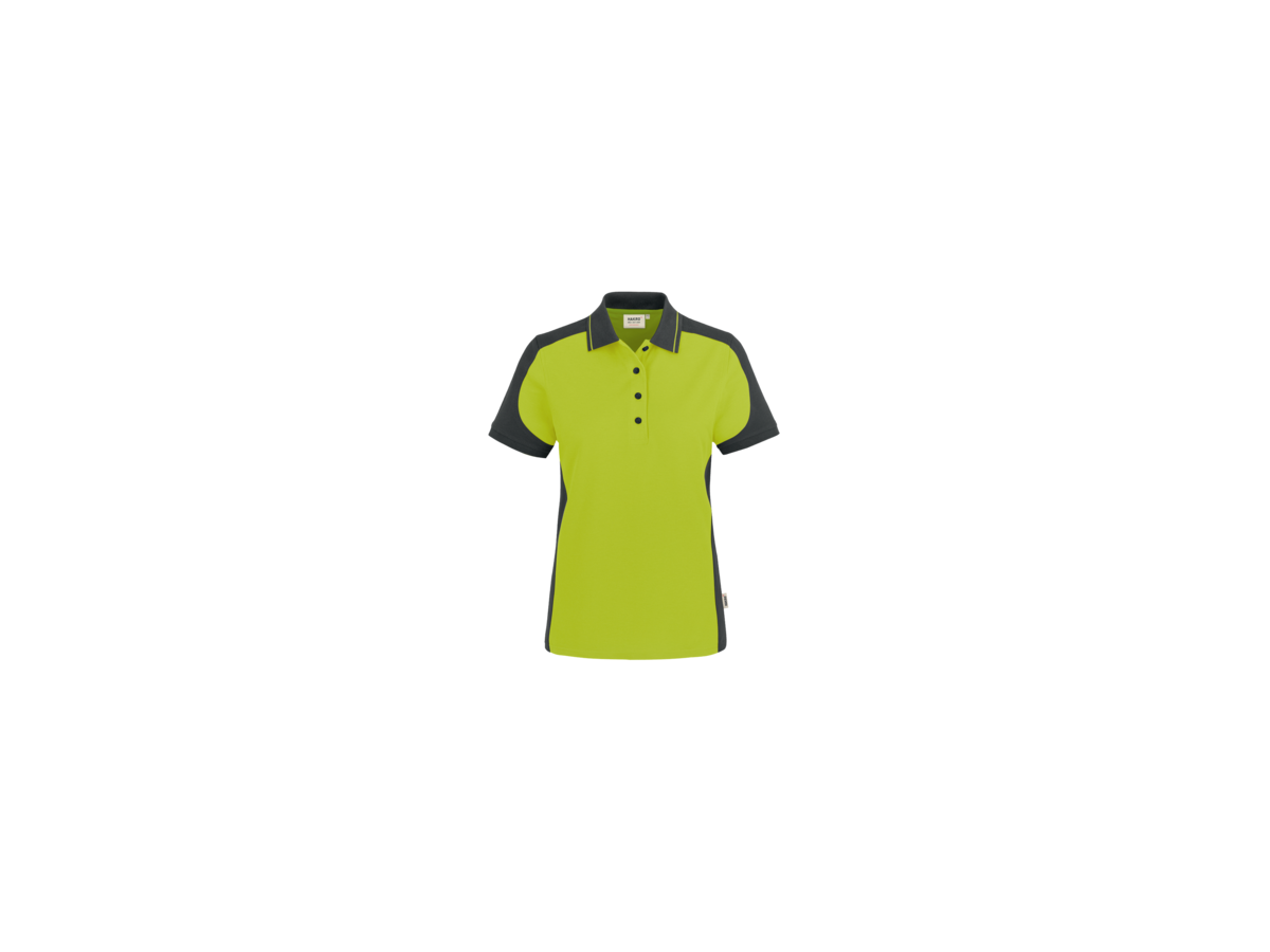 Damen-Polosh. Contr. Perf. M kiwi/anth. - 50% Baumwolle, 50% Polyester, 200 g/m²