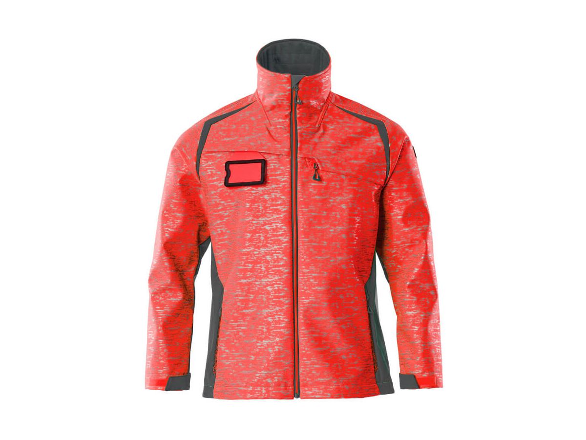 Soft Shell Jacke Reflexeffekte Gr. L - hi-vis rot/dunkelanthrazit, 100% PES