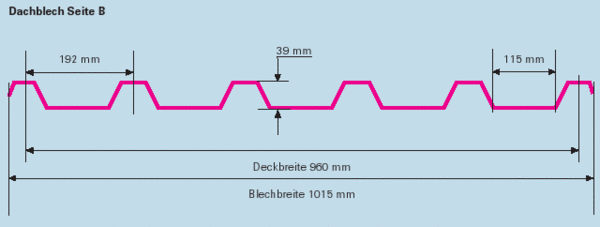 Profilstahlblech 39/960/0.70 mm Dach - erhältlich in div. Farben