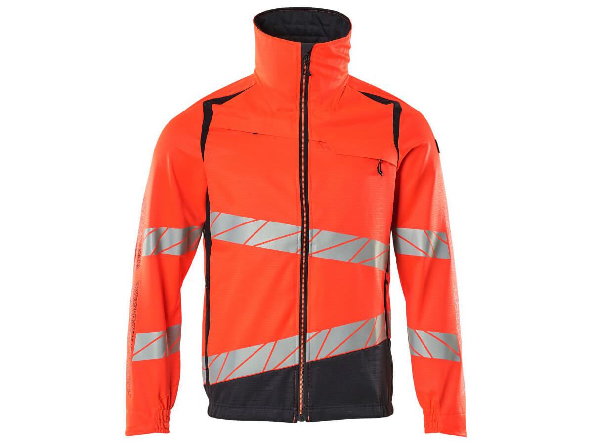 Jacke mit Stretch Zones, Gr. XL - hi-vis rot/schwarzblau