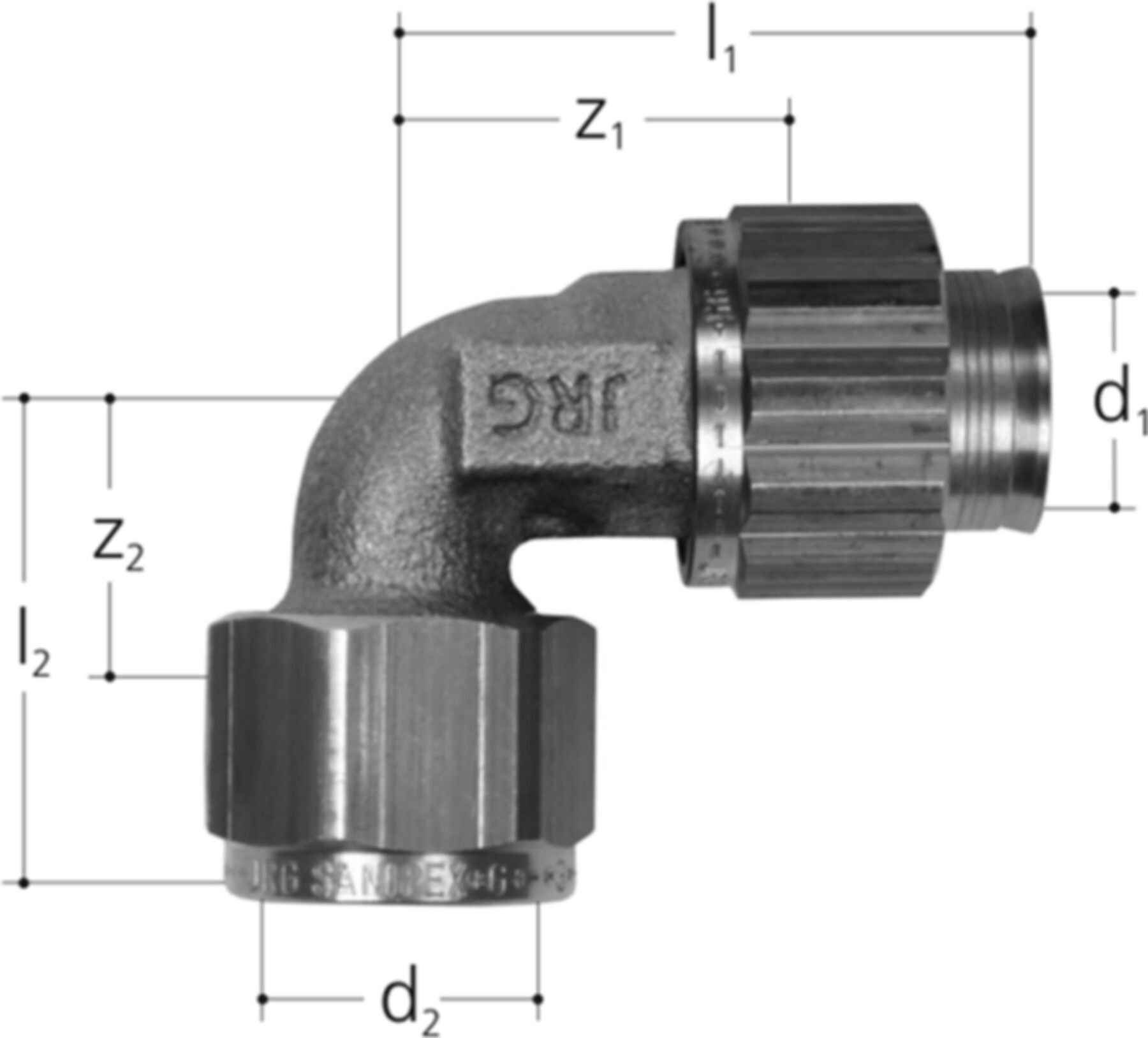 Sanipex Übergangswinkel - Innengewinde - Bördelverschreubung