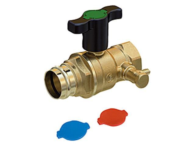 Kugelhahn mit vollem Durchgang - Pressanschluss / IG und Entleerung