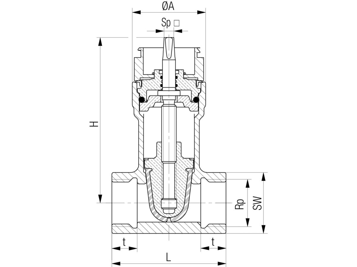 Schieber mit Gewindemuffen - Fig. 5005