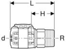 Anschlüsse gerade mit Aussengewinde 3/4" - GEBERIT FlowFit d Ø 25 mm / L 6.8 cm