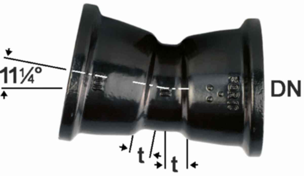 Hochdruckguss Bogen 11° 2 Steckmuffen - Fig. 2825A