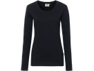 Damen-Longsleeve Perf. Gr. L, schwarz - 50% Baumwolle, 50% Polyester