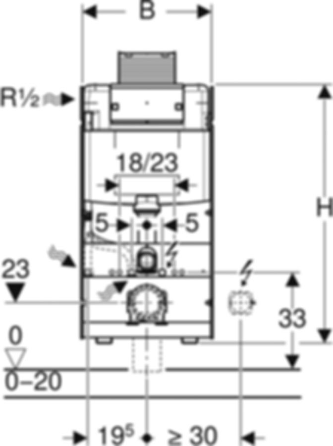 Geberit GIS-Wand-WC-Element Omega - Betätigung von oben/vorne, Typ 98