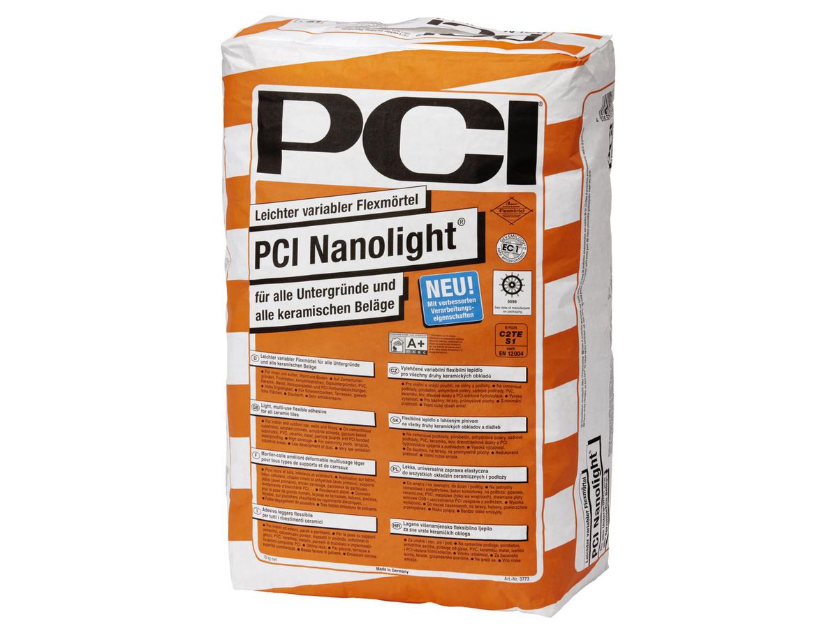 PCI Nanolight grau à 15 kg, variabler - Flexmörtel für innen + aussen