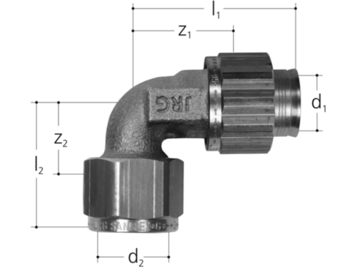 Sanipex Übergangswinkel - Innengewinde - Bördelverschreubung