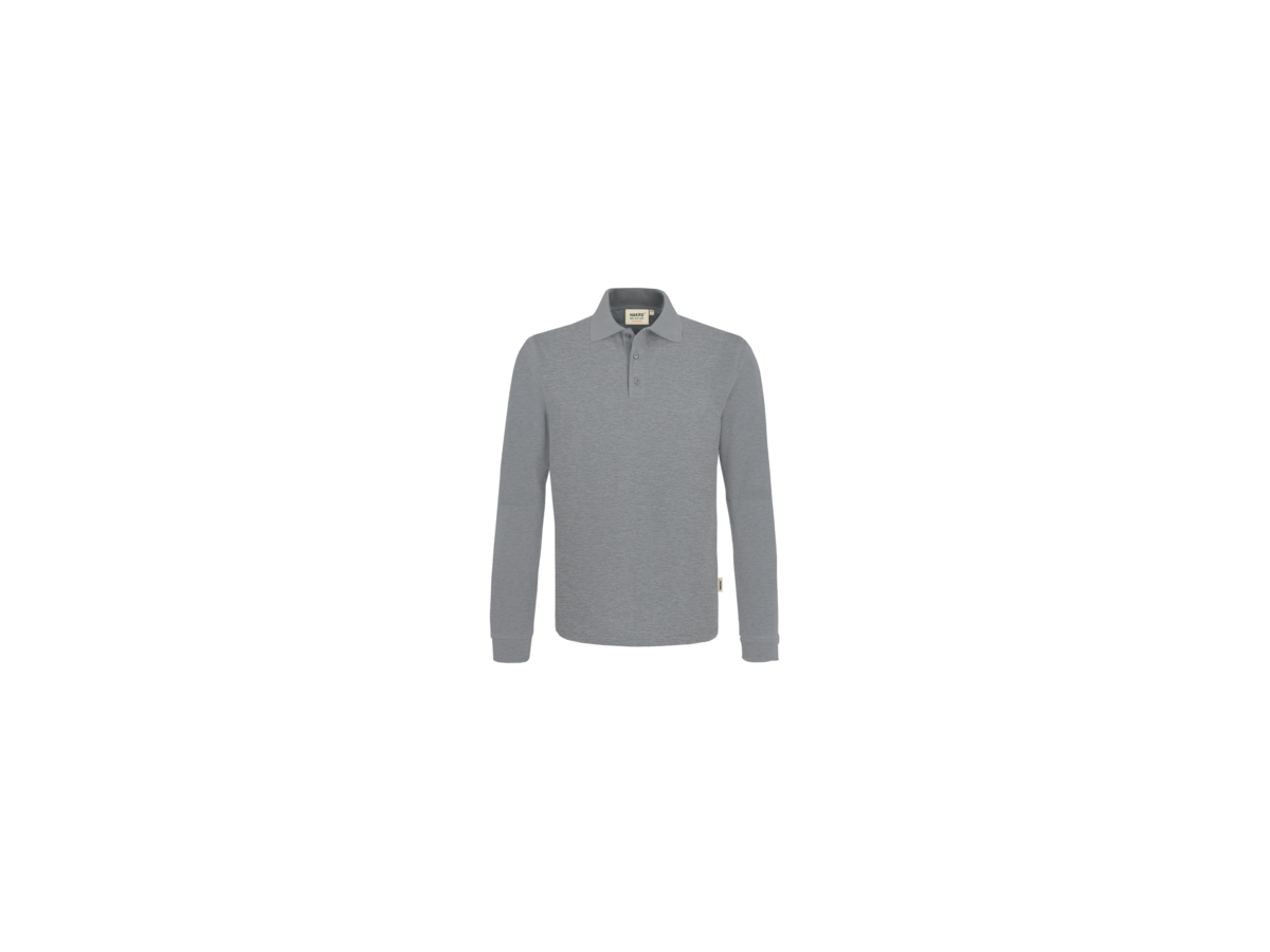 Longsleeve-Poloshirt Perf. L grau mel. - 50% Baumwolle, 50% Polyester, 220 g/m²