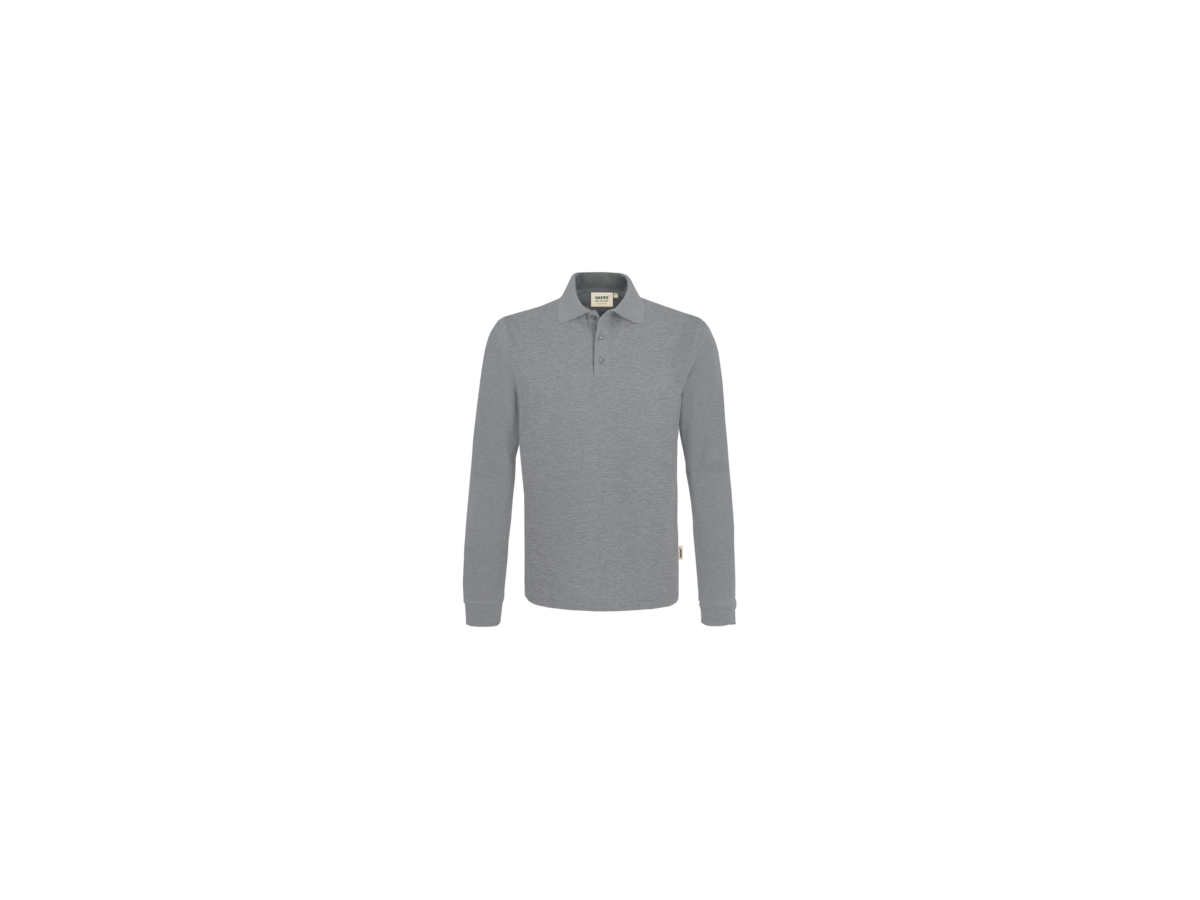 Longsleeve-Poloshirt Perf. XS grau mel. - 50% Baumwolle, 50% Polyester, 220 g/m²