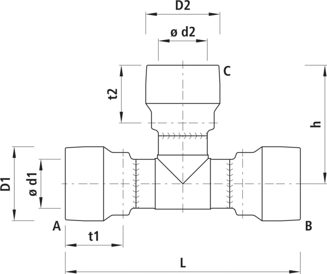 T-Stück HAWLE-GRIP, PN 16 - 7281