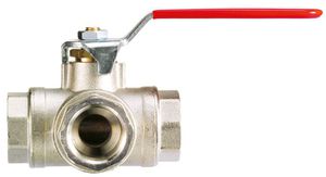 3-Weg-Kugelhahnen 70/71  1/4" - schaltweg 90°C L-Bohrung, Griff rot