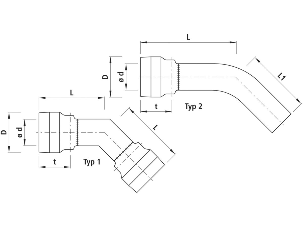 Bogen HAWLE-GRIP 45°, PN 16 - 7331