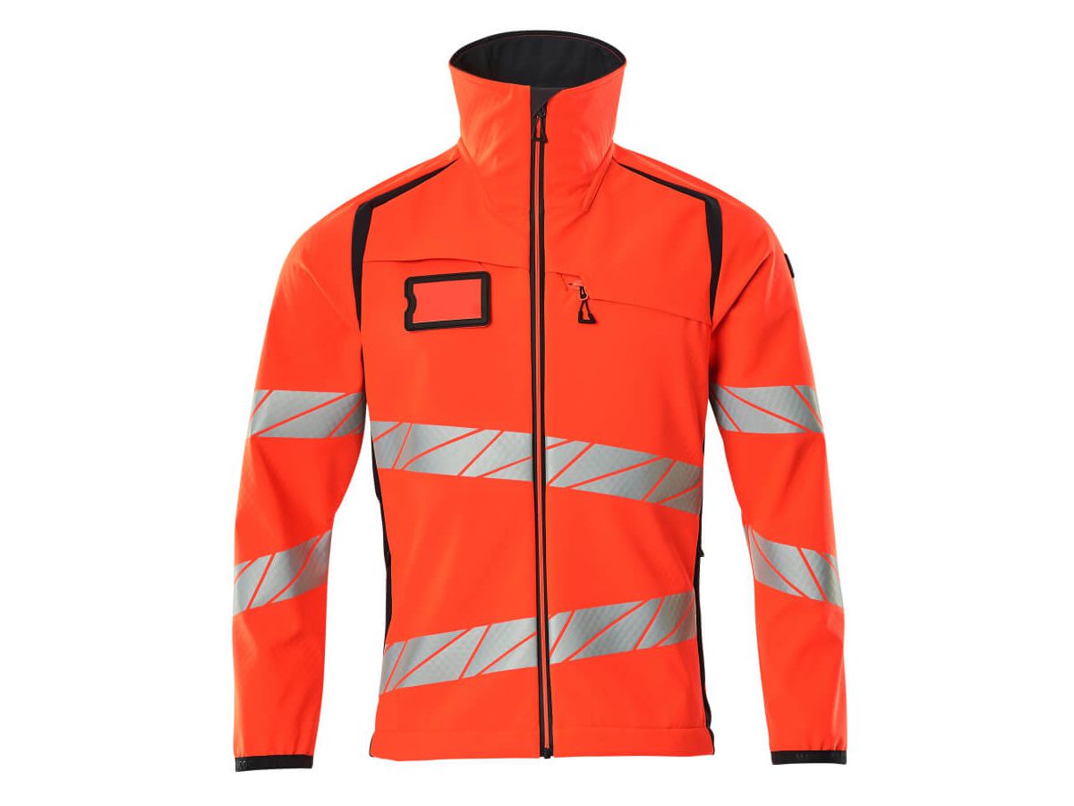 Soft Shell Jacke, Gr. 3XL - hi-vis rot/schwarzblau, 100% PES