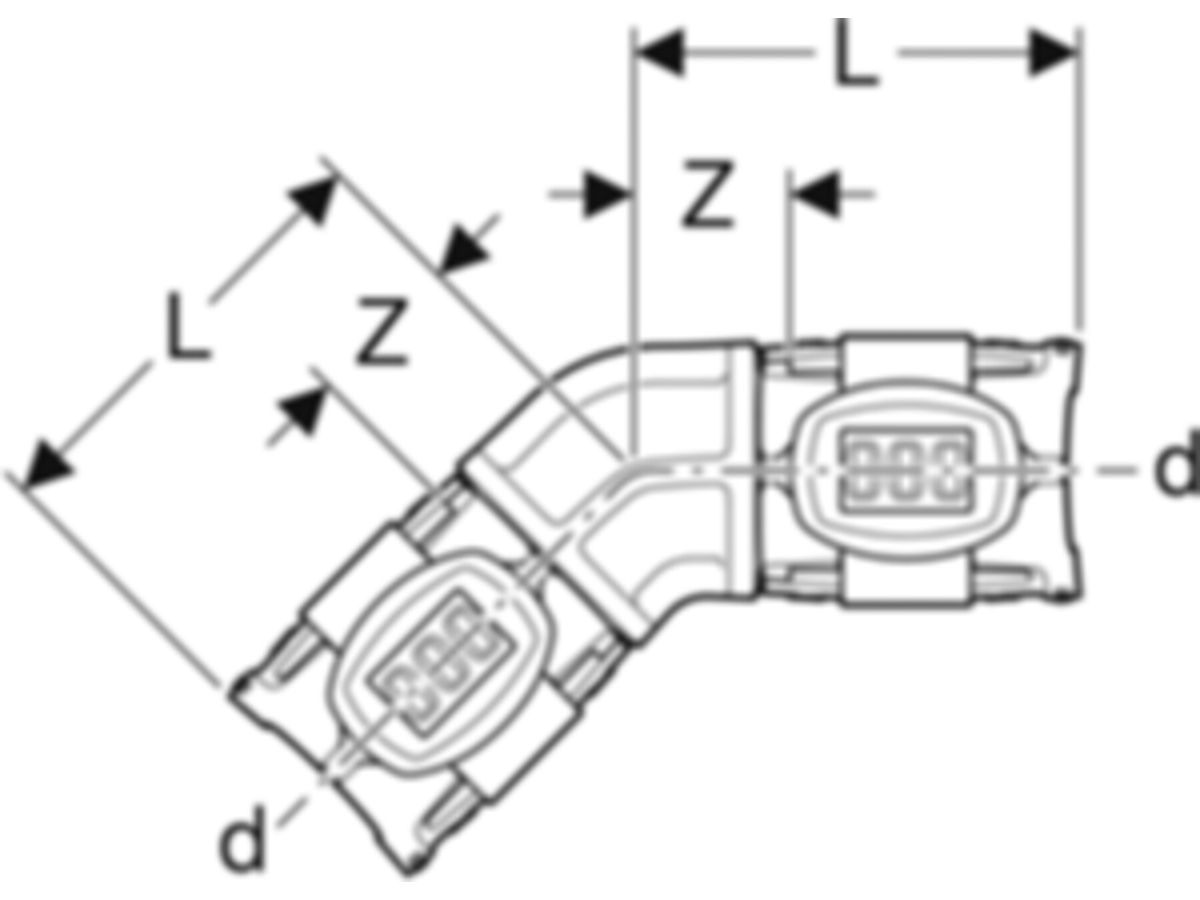 Bogen 45° - GEBERIT FlowFit d Ø 40 mm