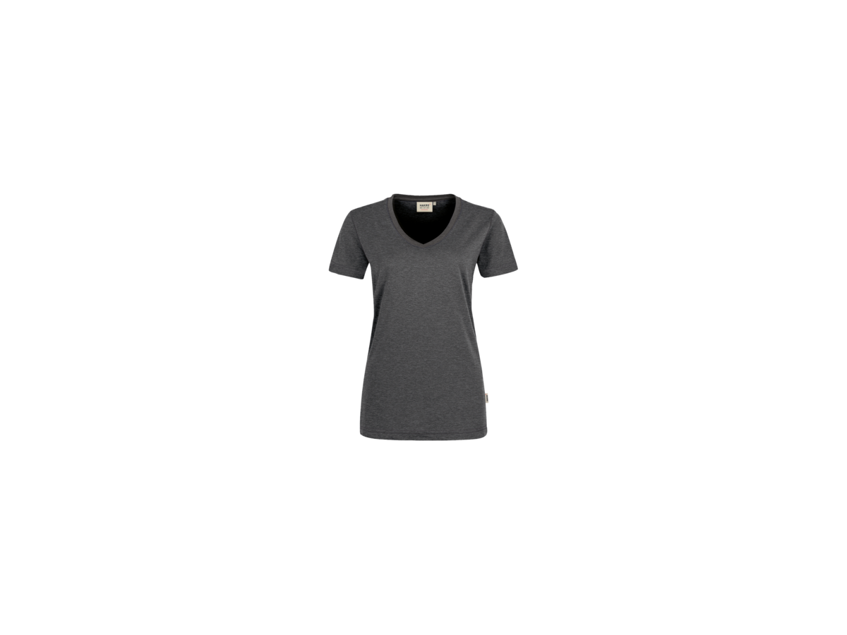 Damen-V-Shirt Perf. M anthrazit meliert - 50% Baumwolle, 50% Polyester, 160 g/m²