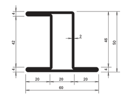 Profilstahlrohr Forster Nr.  05.535 - 50/20/20/2 mm