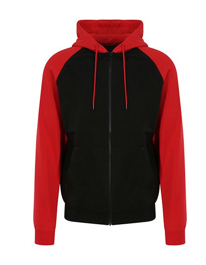 Baseball Zoodie black/red - JH063, 80% CO / 20% PES, 280 g/m2