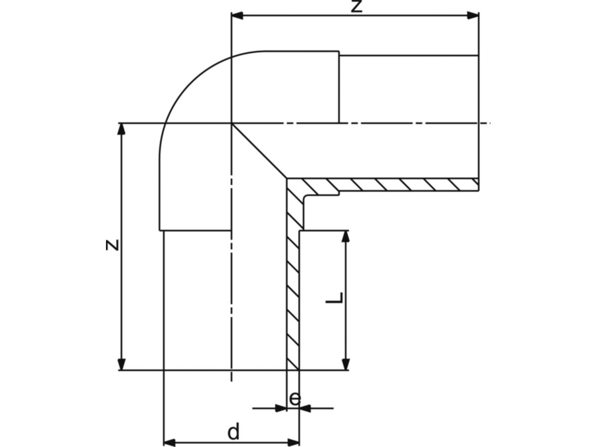 HDPE-Druck-Winkel PE100 S-5 315 mm 90°