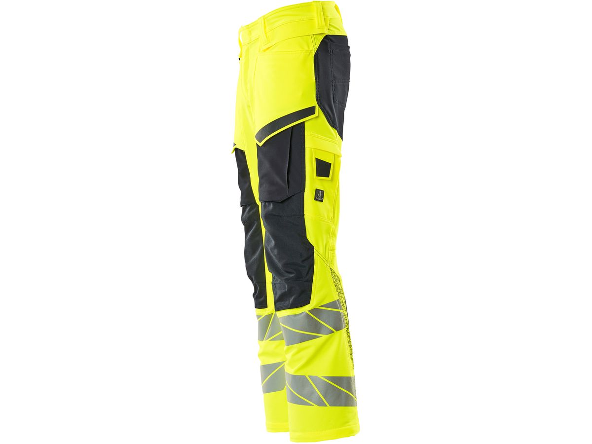 Hose mit Knietaschen, Stretch, Gr. 76C51 - hi-vis gelb/schwarzblau, 92% PES/8%EL