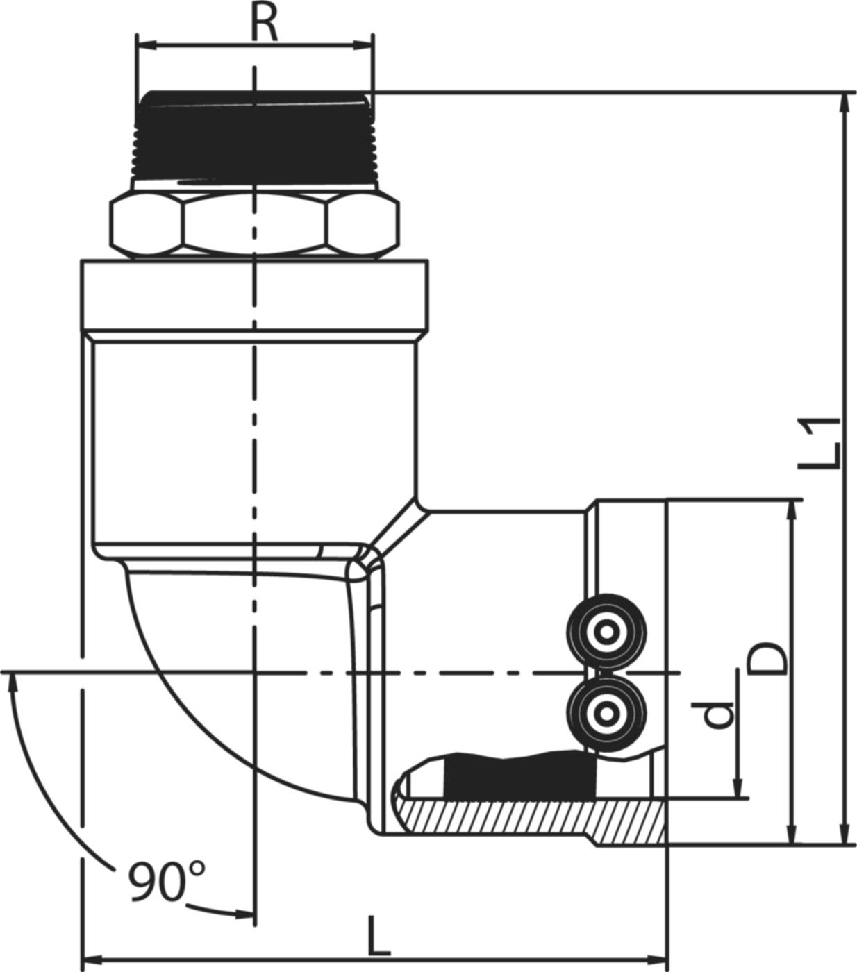 Übergangswinkel ALIAXIS FRIALEN WUN 90 - PE-HD/Messing mit AG, PE100 S-5 SDR 11