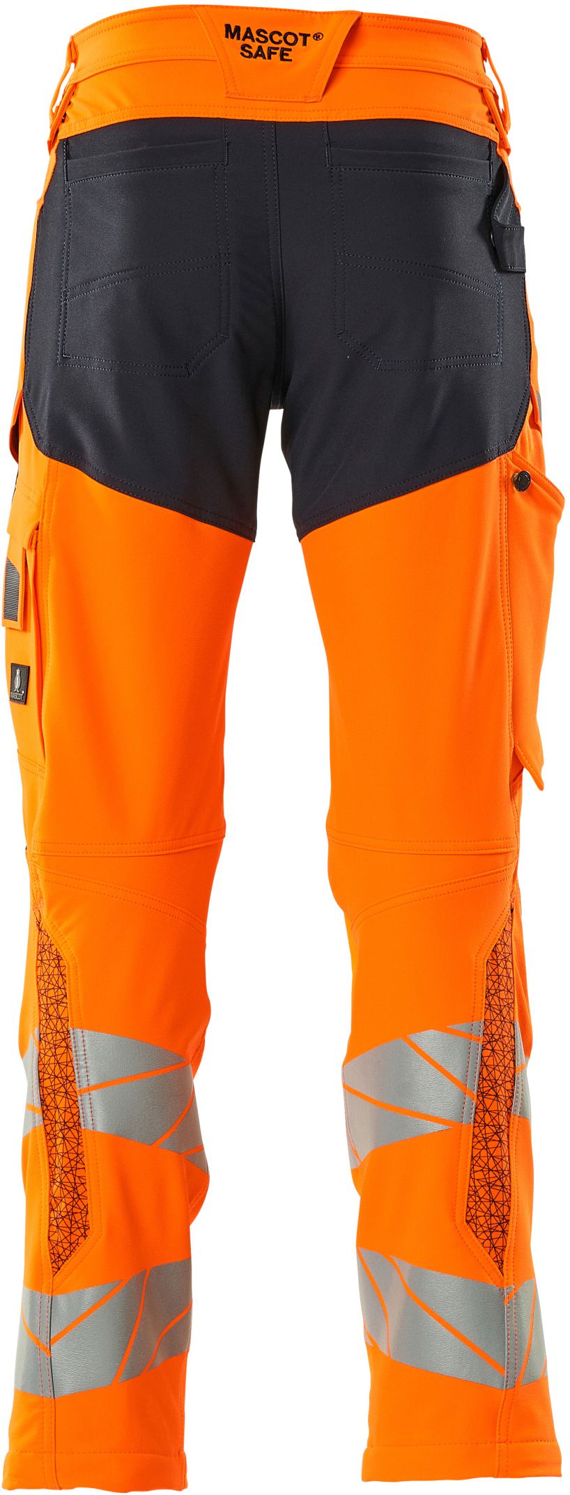 Hose mit Knietaschen, Stretch, Gr. 76C56 - hi-vis orange/schwarzblau, 92% PES/8%EL