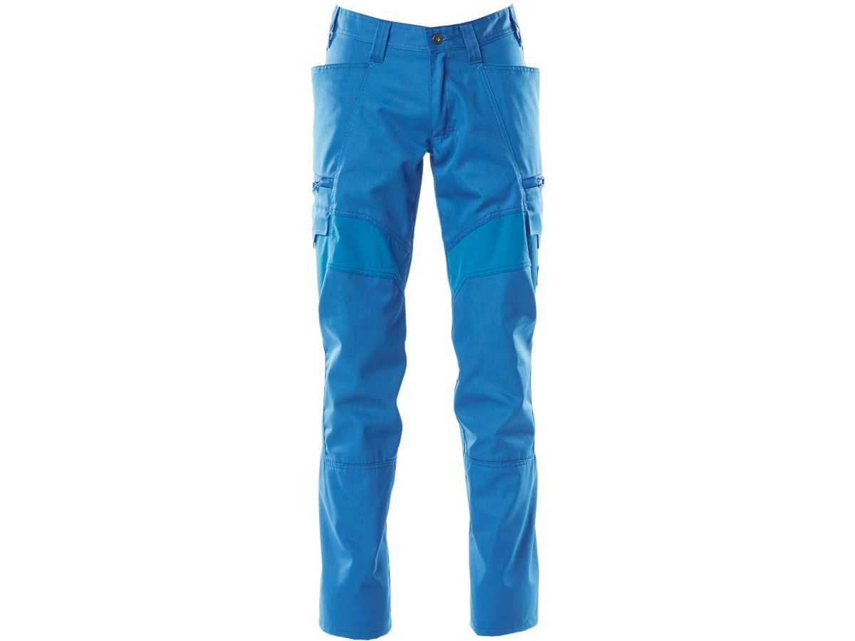 Hose mit Schenkeltaschen Gr. 82C54 - azurblau, Stretch-Einsätze