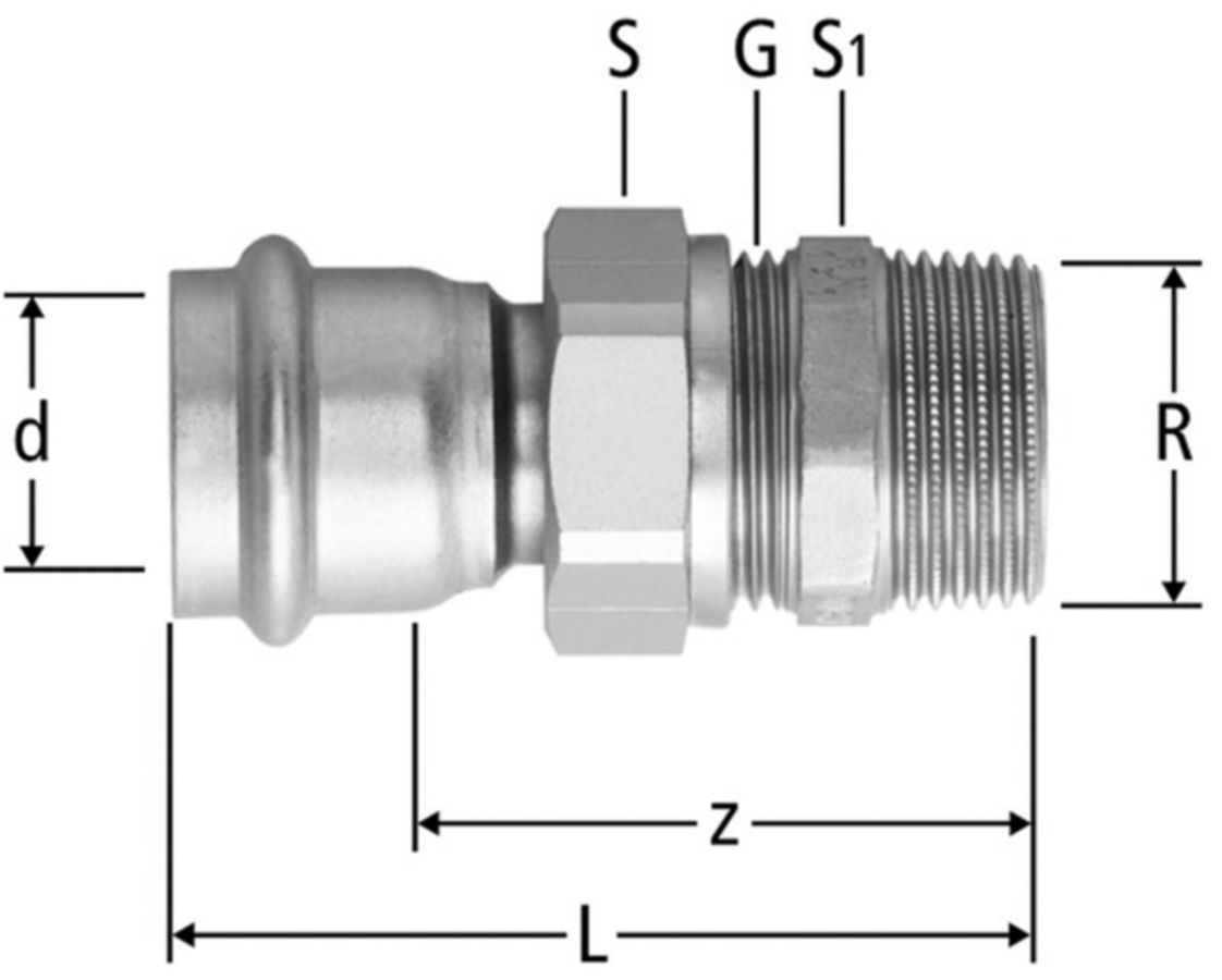 Optipress-Therm Verschraubung - mit Aussengewinde