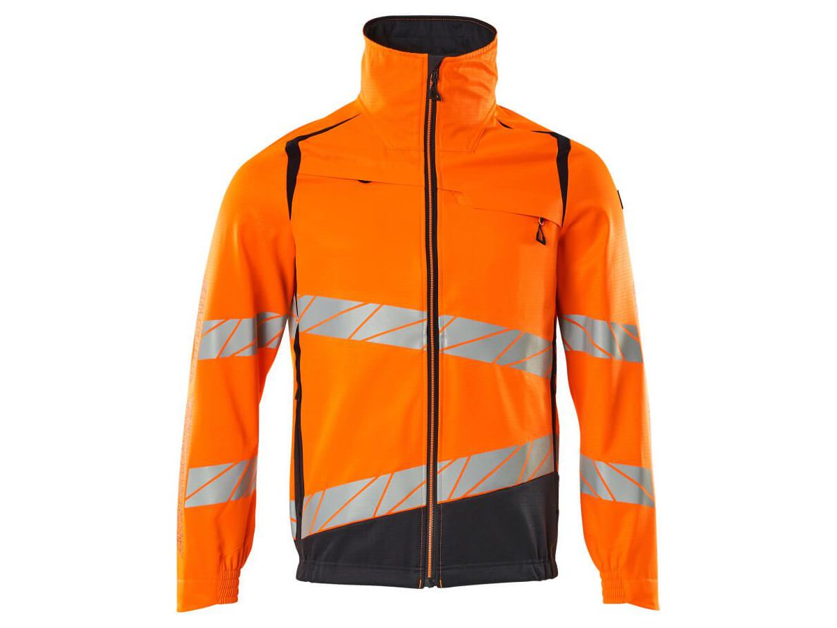 Jacke mit Stretch Zones, Gr. XL - schwarzblau/hi-vis orange