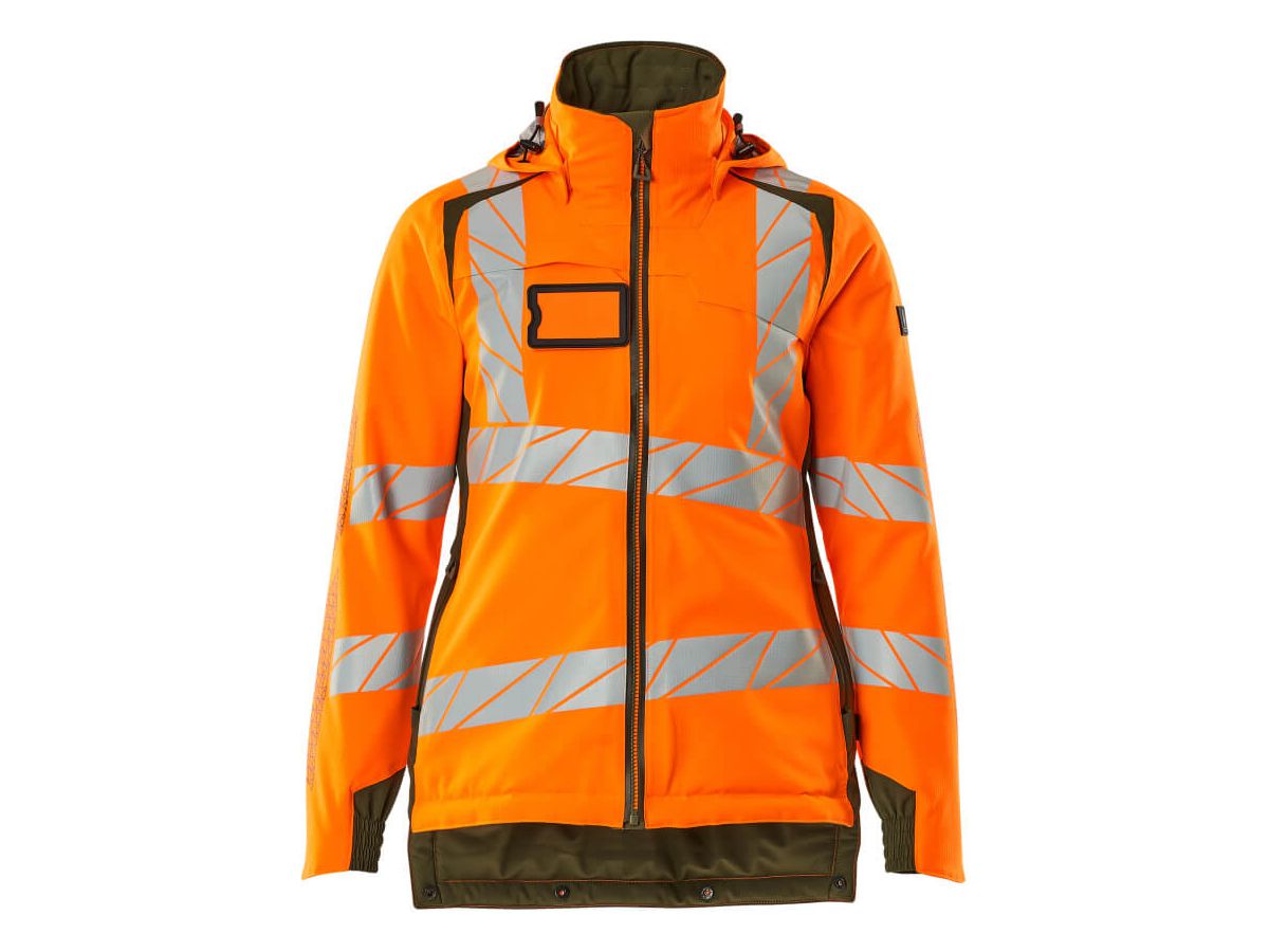 Winterjacke Damen-Passform, Gr. S - hi-vis orange/moosgrün, 100% PES