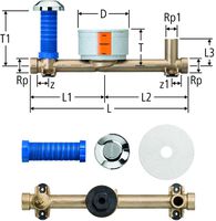 Rohbauset-UP-Ventil-Garnitur PN 16 - besteh. aus UP-Ventil und Anschl. T-St.
