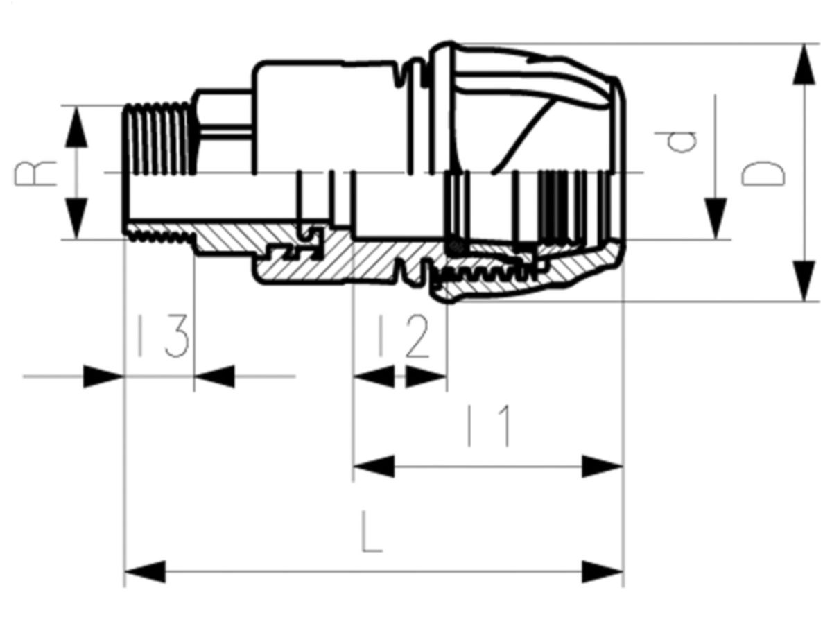 +GF+ iJoint Klemmverbinder PP NBR PO16 - Übergangskuppl. Messing AG d32-11/2"