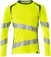 T-Shirt Langarm modern fit, Gr. 2XLONE - hi-vis gelb/dunkelpetroleum