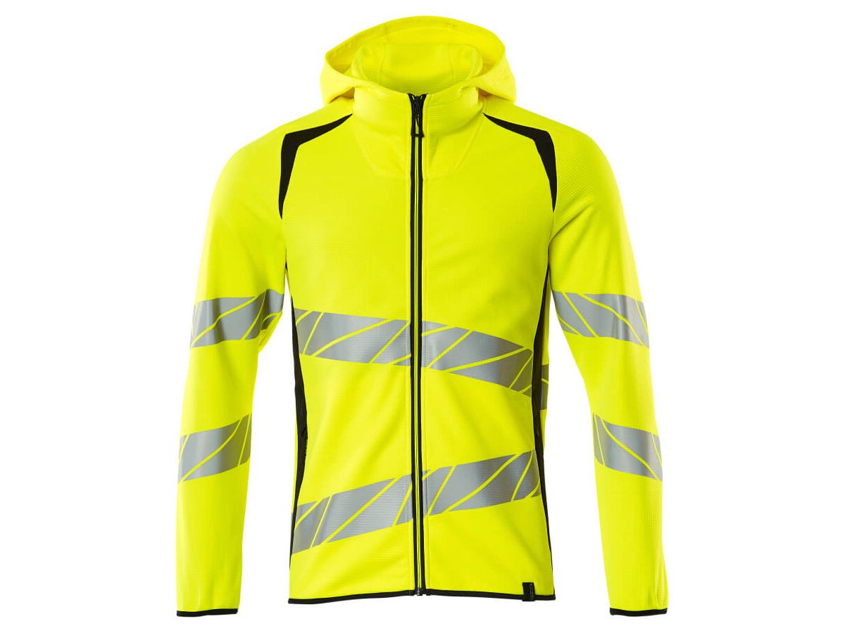 Kapuzensweatshirt, Gr. M - hi-vis gelb/schwarzblau, 50% PES/50% CO