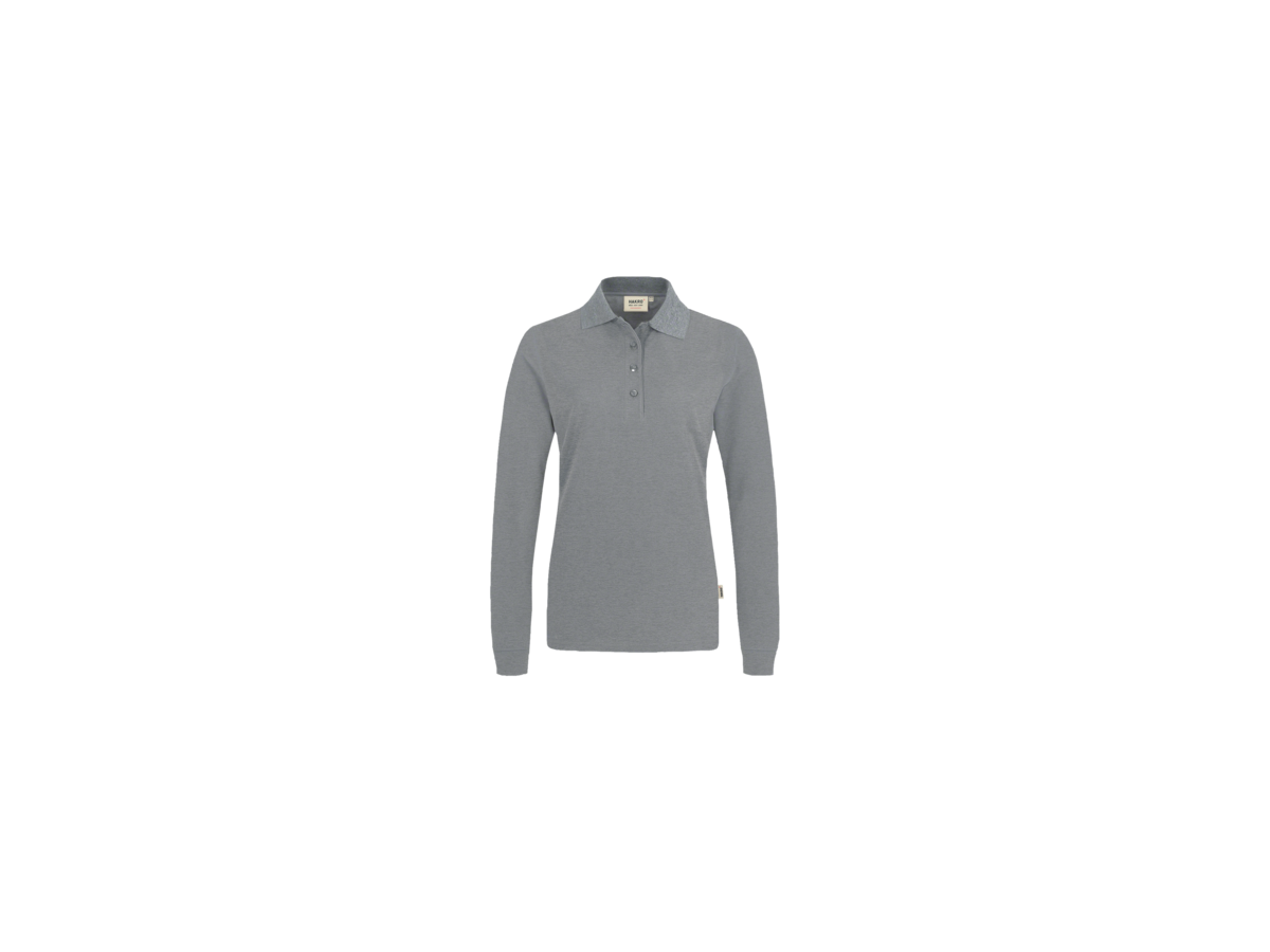 Damen-Longsl.-Polosh. Perf. L grau mel. - 50% Baumwolle, 50% Polyester, 220 g/m²